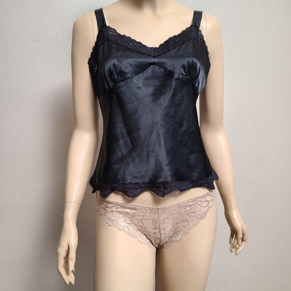 Black Satin Cami w/ Lace